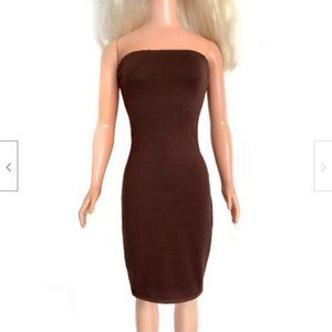 Brown cotton bodycon dress for My Size Barbie Doll 36" New OOAK